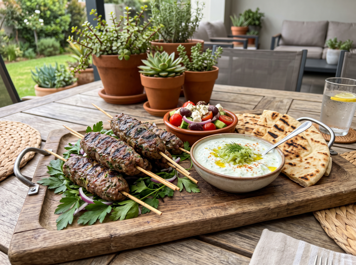 Greek lamb koftas with homemade cucumber tzatziki