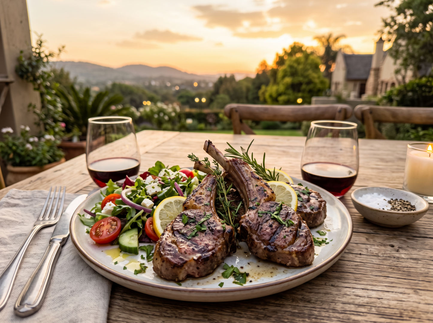 Lamb chops with garlic, lemon and herbs ready for the braai